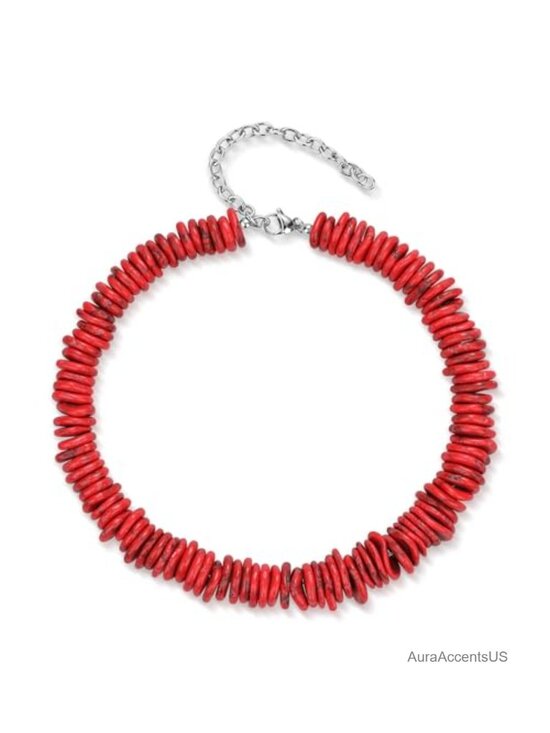 Jewelry - Chunky Beaded Gemstone Necklace for Women Boho Beach Adjustable